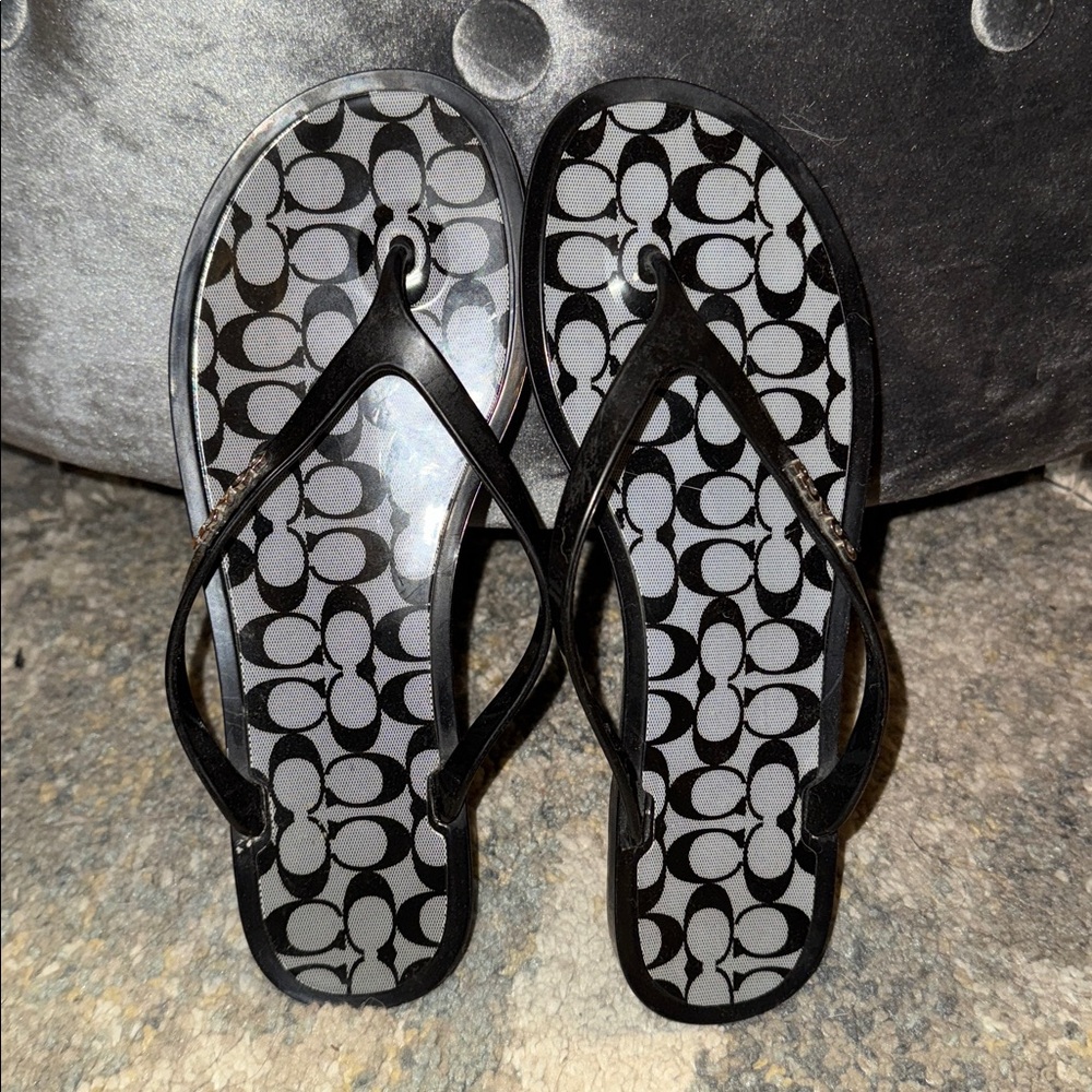 Coach Black and Gray Flip Flops - Picture 3 of 5